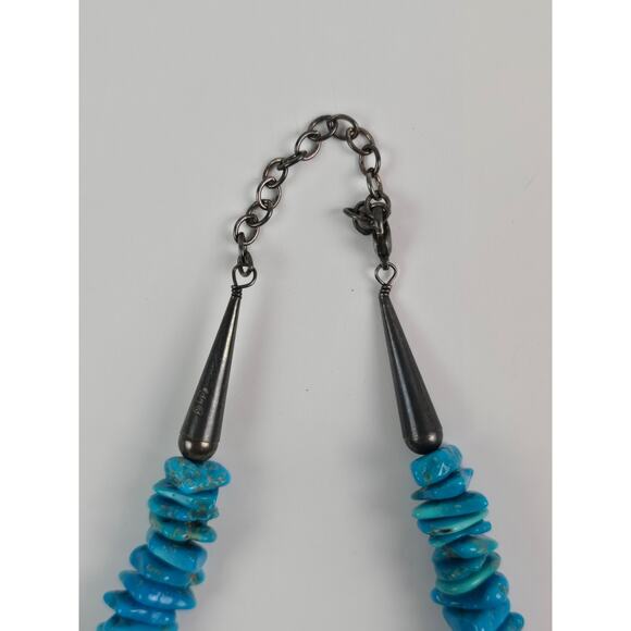 Large Carolyn Pollack Chip Turquoise Graduated Necklace 18" - 21" heavy piece - Picture 5 of 15